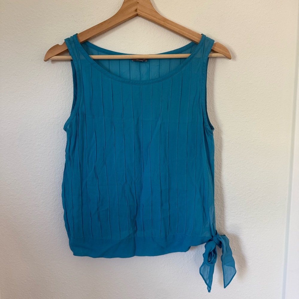 Ann Taylor Blue Sleeveless Top with Side Tie